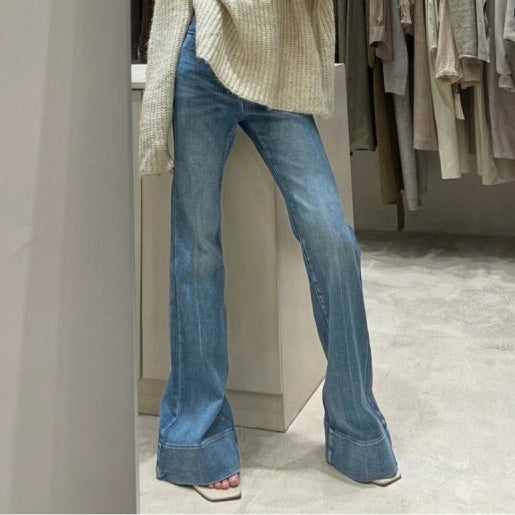 Loose Design High Waist Flared Jeans - kinko