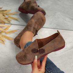 Autumn Flat Casual Shoes Women round Head Soft Noodle Low Cut Loafers