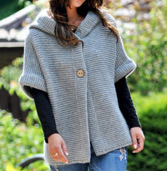 Sweater ladies fall/winter loose knit hooded sweater