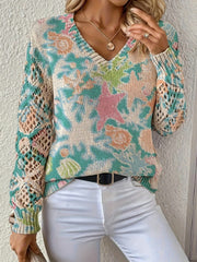 Printed Casual Cape Coat Cardigan Sweater - kinko