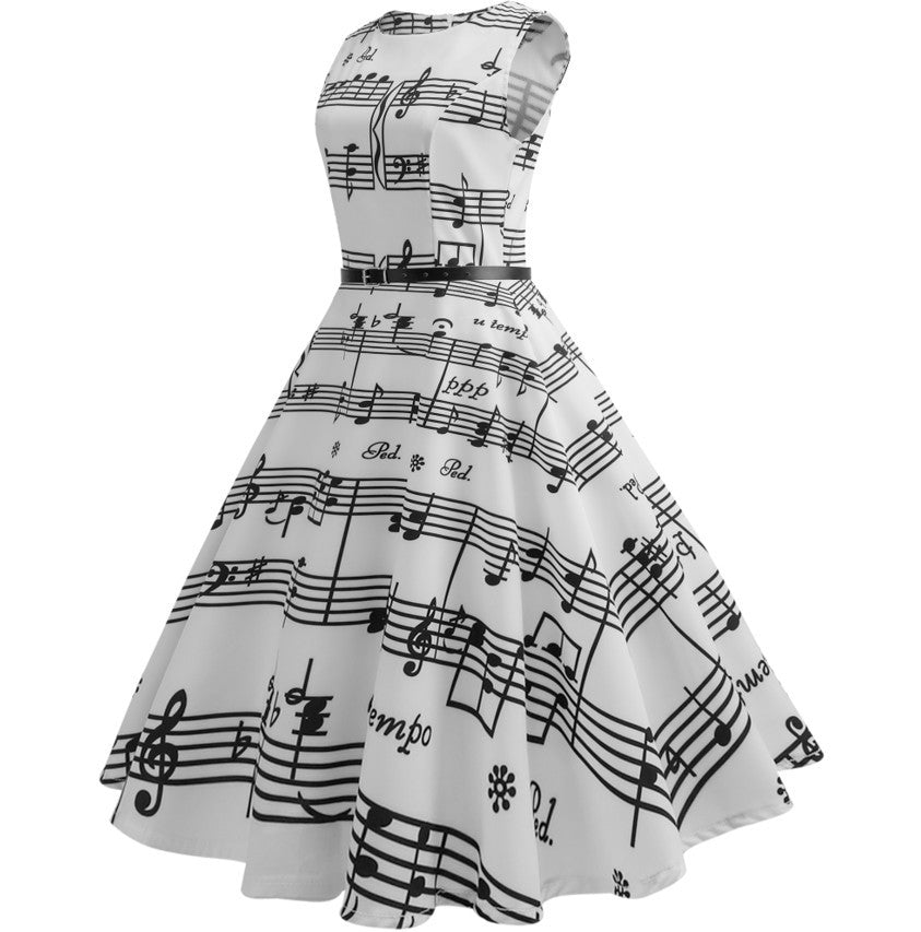 Retro floral print dresses - kinko
