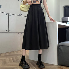 Simple Casual Slimming Mid-length High Waist Skirt - kinko