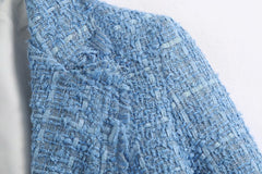 Retro loose suit tweed women's blazer jacket casual women streetwear - kinko