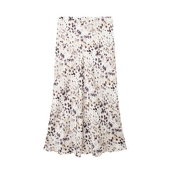 Solid Color Slim Silk Satin Texture Midi Skirt - kinko