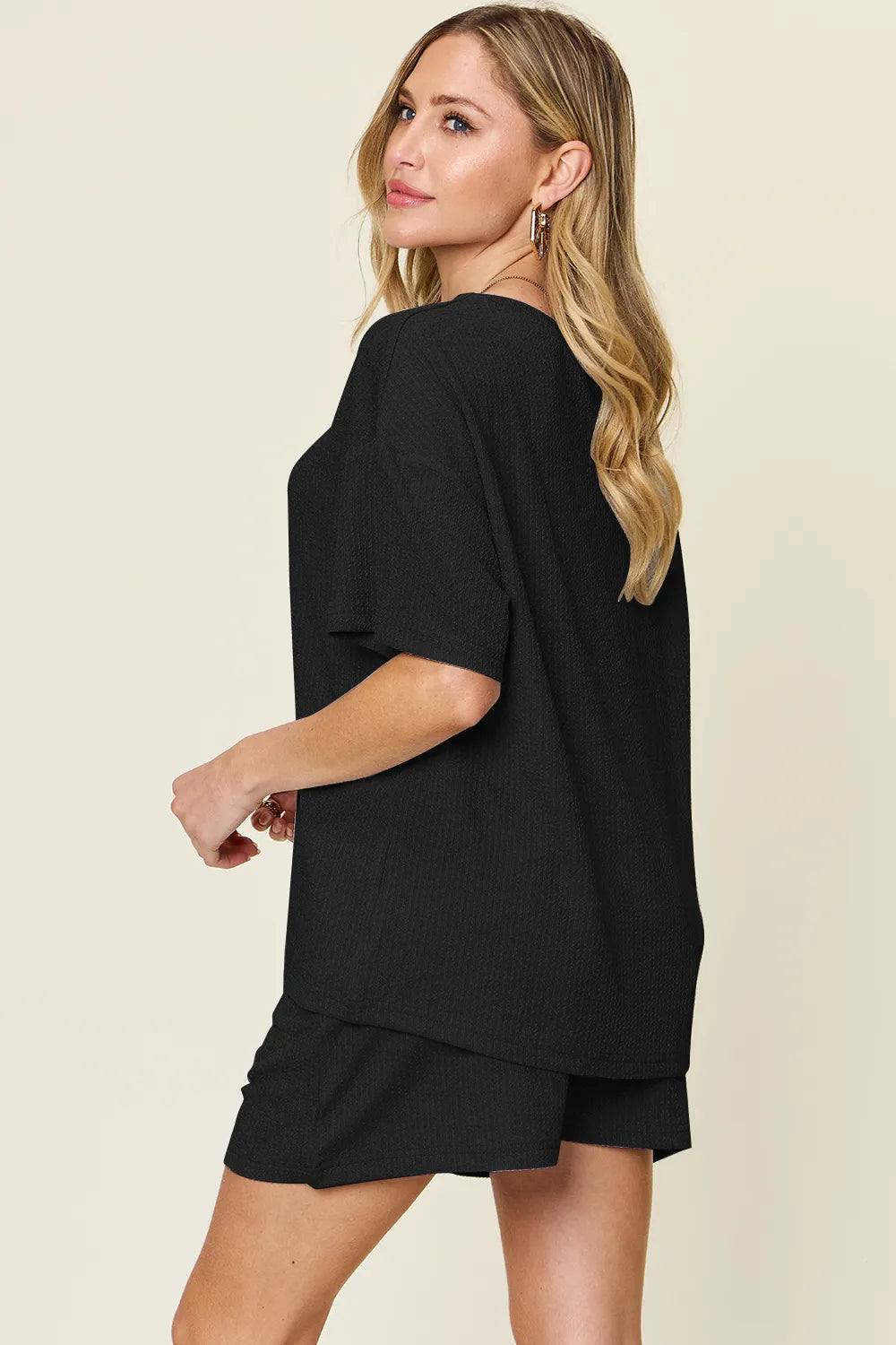 Double Take Basic style Round Neck Solid Set - kinko