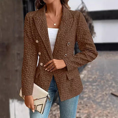 Winter Fashion Temperament Pure Color Double Breasted Blazer Women's Clothing - kinko
