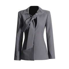 V-neck Lace-up Single-breasted Design Blazer For Women - kinko