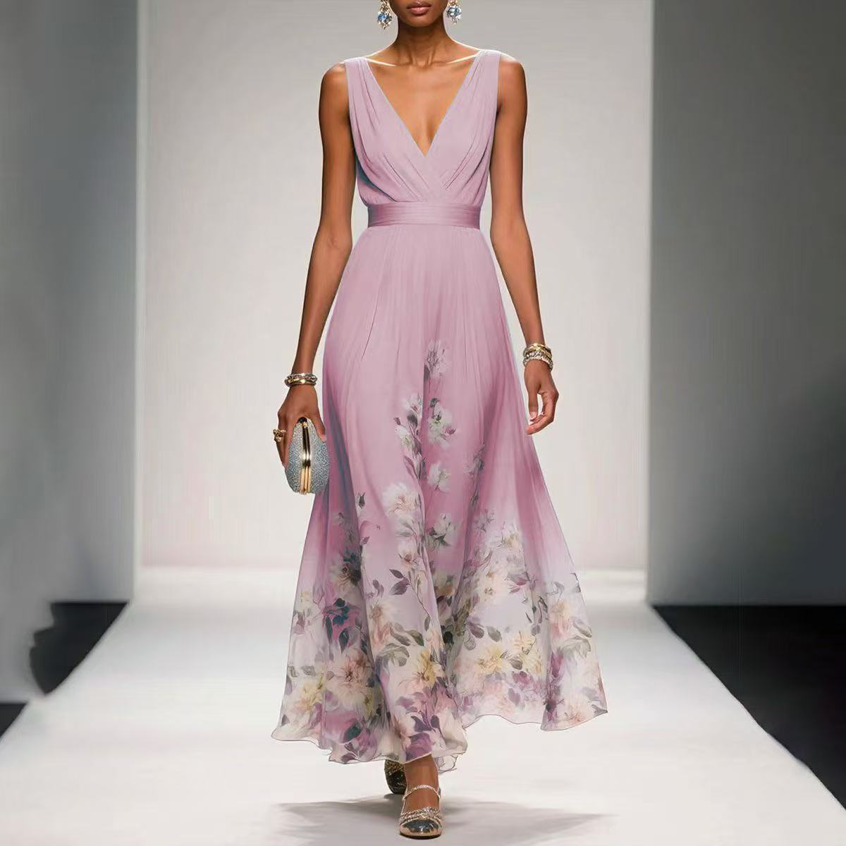 Evening Gown Elegant V-neck Cross-border Dress - kinko