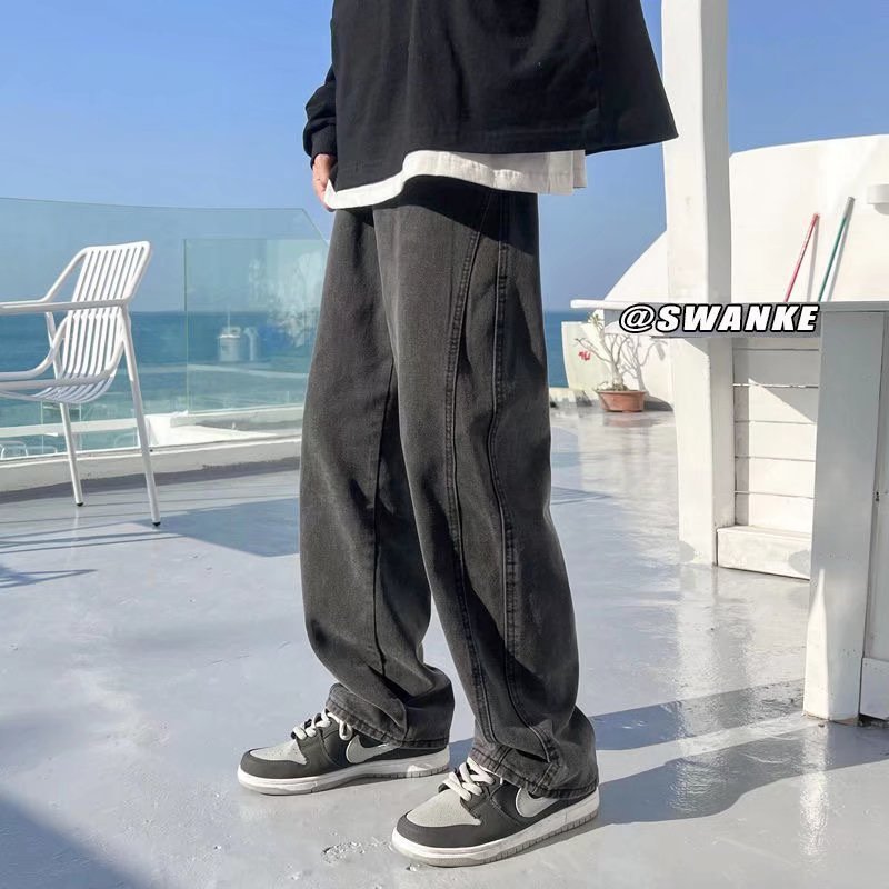 INS Hong Kong Style Loose Straight Mop Wide Leg - kinko