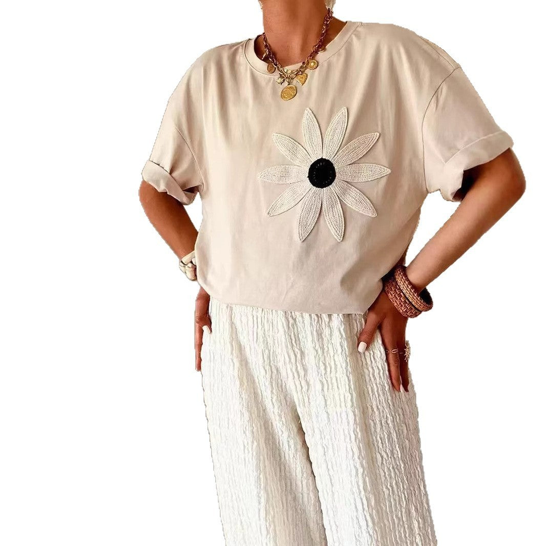 Round Neck Short-sleeved Top Women's - kinko