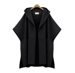 Hooded Casual Big Size Half Batwing Sleeve Cardigans Clock Type Jacket Female's New Fashion Coat