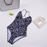 Lace Floral Border One-Piece Swimsuit Bathing Suit Swimwear Beachwear