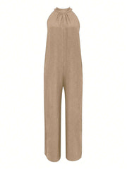 Sleeveless Halter Ruffled Young Women's Jumpsuit - kinko