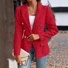 Winter Fashion Temperament Pure Color Double Breasted Blazer Women's Clothing - kinko