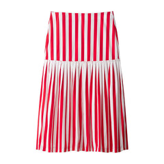 Fashion Striped Lace-up Half-length Midi Dress - kinko