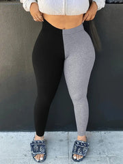 Plus Size New Fashion Tight Casual Bottoming Solid Color Women's Trousers - kinko
