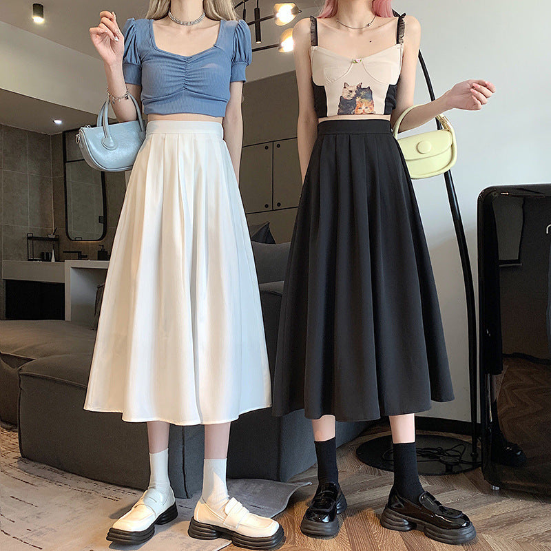Simple Casual Slimming Mid-length High Waist Skirt - kinko