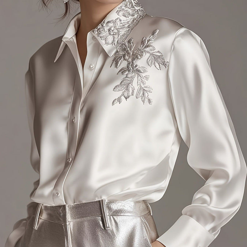 European And American Quality Embroidery Top Shirt Loose - kinko