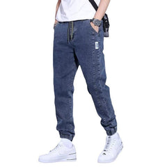 Youth Casual Harem Drawstring Elastic Elastic Beam Foot Type Men's Jeans - kinko