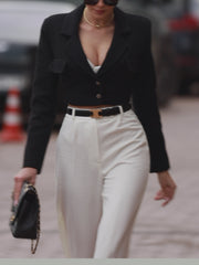 Solid Color Tweed Short Blazer - kinko