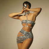 High-end And Fashionable Rhinestone Tube Top Short Skirt Top Vest - kinko