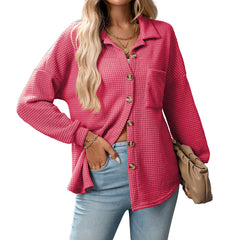 Loose Waffle Leisure Commute All-matching Shirt - kinko