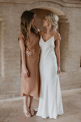 Little White Evening Gown With Train Brigade Shot Long Dress - kinko