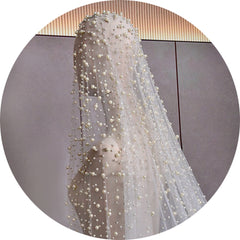 Luxury Heavy Industry Bridal Pearl Veil - kinko