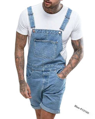 Youth Casual Mid-stretch Denim Suspender Pants - kinko