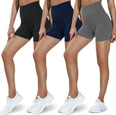 Leggings - 3 Points High Waist, 3 Pairs Of Black, Zhangqing, Dark Gray - kinko
