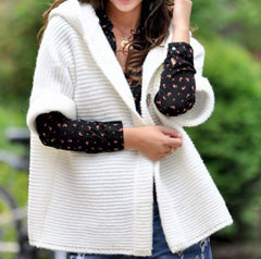 Sweater ladies fall/winter loose knit hooded sweater