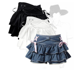 Plump American Retro Hot Girl Denim Skirt - kinko