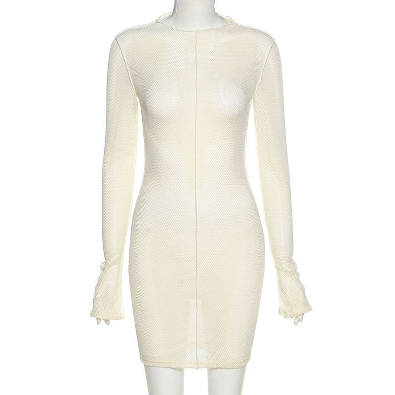 See-Through Dresses With Long Sleeves Cover The Hips - kinko