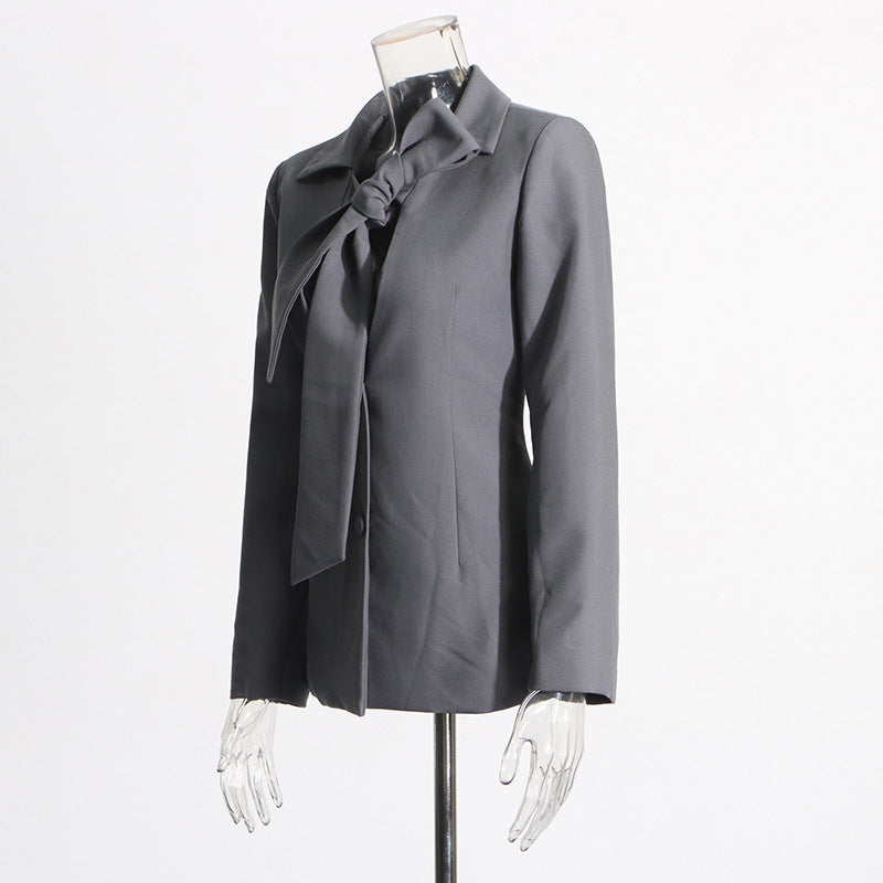 V-neck Lace-up Single-breasted Design Blazer For Women - kinko