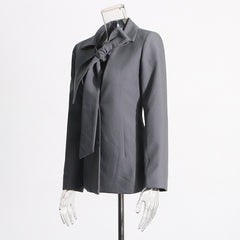 V-neck Lace-up Single-breasted Design Blazer For Women - kinko