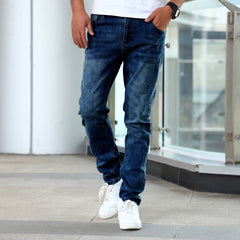 Slim Fit Stretch Men's Youth Blue Casual Pants - kinko