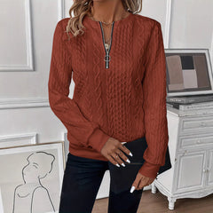 Short Women's Clothing With Zipper Sweater Long Sleeve - kinko