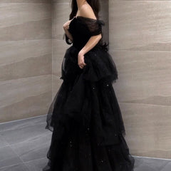 Black Evening Dress Light Luxury Minority French Style Pettiskirt - kinko