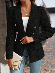 Winter Fashion Temperament Pure Color Double Breasted Blazer Women's Clothing - kinko