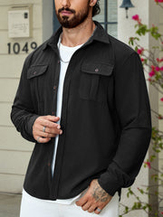 Corduroy Tooling Thick Long Sleeves Coat Shirt Outdoor Casual Retro - kinko