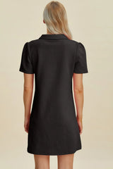Double Take Full Size Texture Short Sleeve Dress - kinko