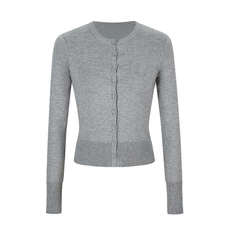 Women's Autumn Hot Girl Short Thin Coat Long-sleeved Sweater - kinko