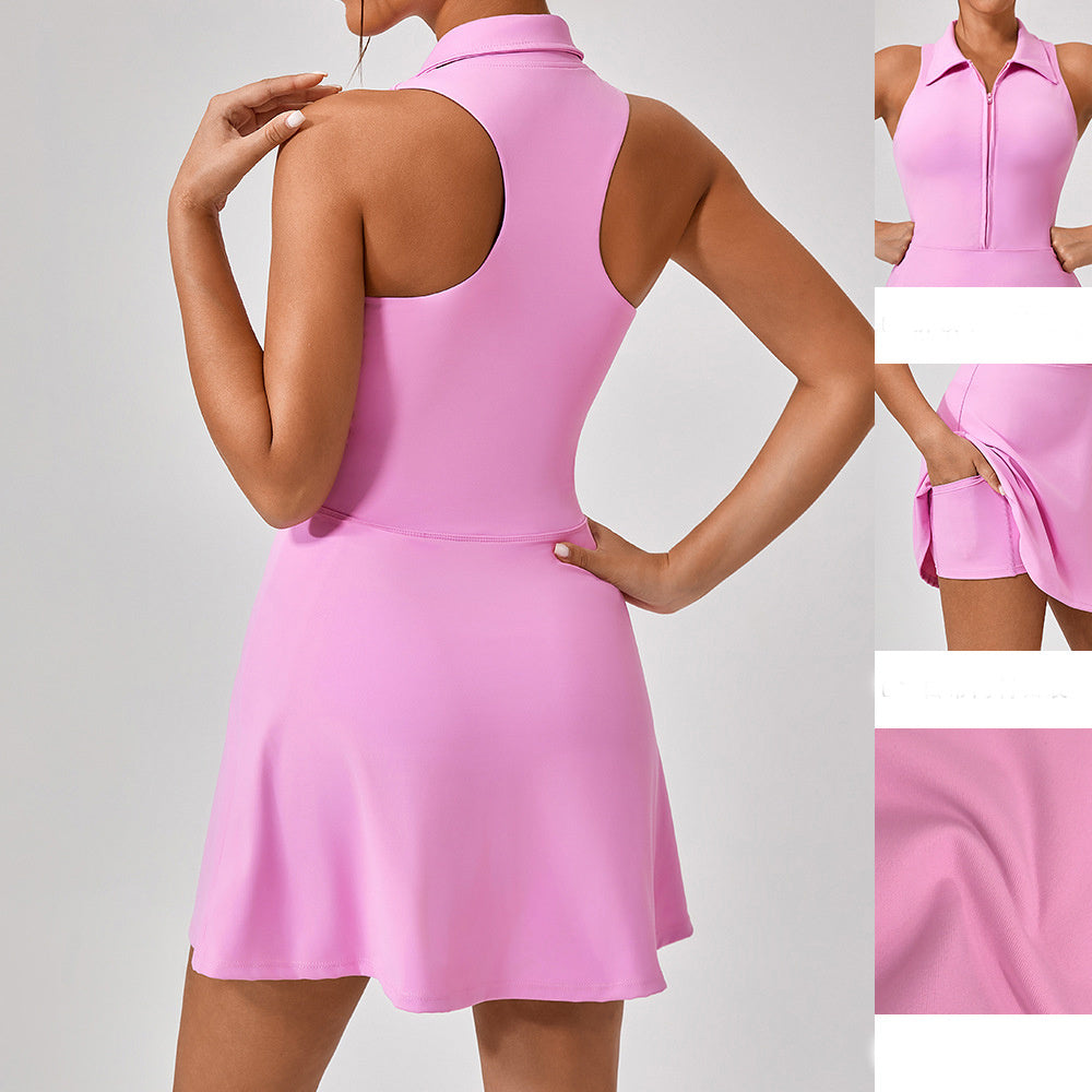 Tight High Waist Sports Dress Women's Lapel Dresses - kinko