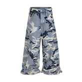 Snow Camouflage Blue Men's And Women's Jeans - kinko