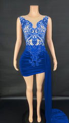 Summer Luxury Evening Dress Female Singer Stage Costume Senior Dress Side Trailing Skirt - kinko