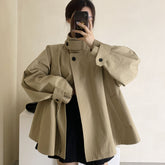 Fall Winter Stand Collar Skirt Elegant Trench Coat