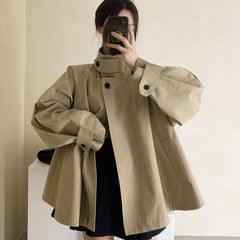 Fall Winter Stand Collar Skirt Elegant Trench Coat