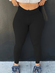 Plus Size New Fashion Tight Casual Bottoming Solid Color Women's Trousers - kinko