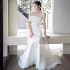 French Off-shoulder Light Wedding Dress Bride - kinko