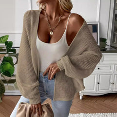 Batwing Sleeve Cardigan Solid Color Cardigan